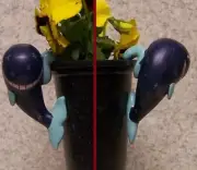 Flower Pot Hugger Whimsical Critter Whale NEW colored polystone