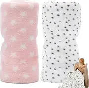 2Pcs Baby Blanket 29.53x39.37 Different Style Soft Fuzzy Toddler Blanket for Newborn Babies and Kids