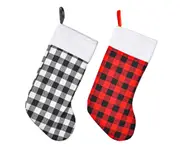 C32 2PCS Christmas Decoration Socks Christmas Large Lattice Socks Christmas Tree Pendants Home Scene Fireplace Decoration
