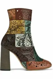 Chloe Lucy Patchwork Snake Laser Cut Ankle Boots Shoes 35