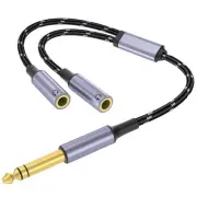 1/4 inch TRS to Dual 1/8 Female Y Cable, 6.35mm to Dual 3.5mm Female Y Splitt...