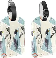 [WOSHJIUK] Luggage Tags,2 Pack Labels Suitcase Tags,Bird and Geometry,Luggage Tags Privacy Protection Travel Bag Tag