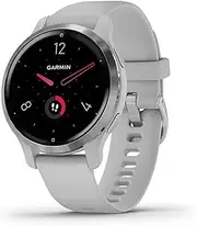 [Garmin] Venu 2S, GPS Fitness Smartwatch, Silver Stainless Steel Bezel with Mist Gray Band