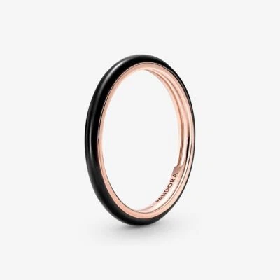 *BRAND NEW* Pandora ME Rose Gold Plated Black Enamel Polished Ring 189655C01