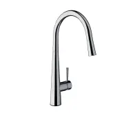 NUOVA CALARE Round Pull Out Kitchen Mixer Tap - Gooseneck - Chrome
