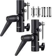 TARION Flash Tilt Umbrella Holder Including 1/4 Inch 3/8 Inch & 3/8 Inch 1/4 Inch Spigot Thread Adaptor for Lamp Tripod, Flash Units and Reflective Umbrellas Photo Studio (Pack of 2)