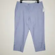 Talbots Pants Perfect Crop Size Petite 10 Blue Casual Flat Front Classic Summer