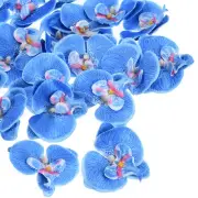 20Pcs 2.8" Artificial Silk Butterfly Orchid Flower Heads for DIY, Blue