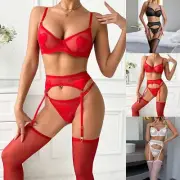Thin Big Chest Show Little Girl Sexy Mesh Three Point Bra Sexy Underwear