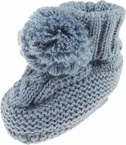[Glamour Girlz] Cute Baby Girls Boys Infant Newborn Babies Warm WInter Crochet Knitted Cable Knit Pom Pom Shower Essential Pram Cot Crib Hospital Bootees Booties House Socks Slippers NB to 3 Months
