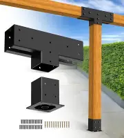 4''x4'' Pergola Brackets Kit -2PCS 3-Way T-angle＋2PCS Base Post with Hardware