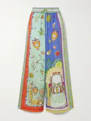 [ALÉMAIS] ALÉMAIS - + Sam Pauletto Surrealist Summer Printed Linen Wide-leg Pants - Light blue - UK 12 UK 12 Blue