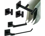 Bathroom Hardware Set 5-Piece Bath Accessories I ludes 24-I h Towel Bar 9-I h Towel Holder Toilet Paper Holder Robe Hooks Matte Black Stainless Steel B11