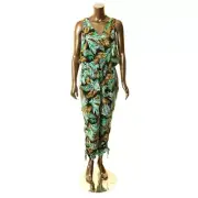LAUREN RALPH LAUREN Women's Leaf Print V-neck Drawstring Waist Jumpsuit 16 TEDO
