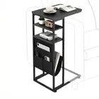 C Shaped End Table, C Shaped End Table for Couch, C Side Table with Black