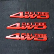 3x Matte 4WD FULL TIME Red Metal Emblem Decal Sticker Badge Limited Turbo Hybrid (for: MG)