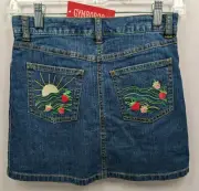 NEW Gymboree STRAWBERRY FARM Girls Sz 9 Denim Strawberry Patch Skirt Skort NWT
