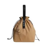 Lettering Drawstring Insulated Lunch Bag Khaki - One Size