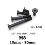 M8 (8mm) Countersunk Socket 12.9 Screw s Bolt s Hex CSK Course Alloy Black Oxide