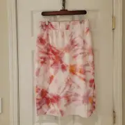 Ann Taylor Pencil Skirt Size Medium Pastel Tie Dye Pull On Elastic Waist NWT