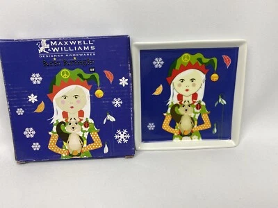 MAXWELL WILLIAMS SMALL PLATTER / BUTTER DISH VINTAGE KRIS KRINGLE - ELF-