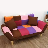 在飛比找松果購物優惠-簡約風寇茲大尺寸拼布雙人沙發床椅 扶手沙發 沙發床 貴妃椅 