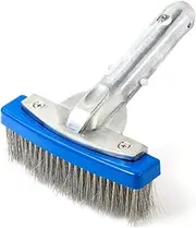 5 Inch Heavy Duty Wire Pool Brush Swimming Pool Cleaner Alu Um Handle and Stainl Steel Bristles Designed for Concrete and Gunite Pools Great On Extremely Tackling Stubborn Stains Blue