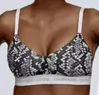 CALVIN KLEIN CK One Cotton Black White Snake Print 2 Lined Bralette Womens M L