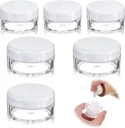Pack of 6 5 g 10 g Transparent Empty Containers, Travel Size Containers, Lip Balm Lip Gloss Containers, Cream Jars for Filling Small Tins with Lids Plastic Mini Tins Jar Sample Container Travel