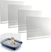 4 Pack Large Size Cat Litter Box Pee Shields, Easy Cleaning Frosted High Side Litter Box Splash Guard Cat Pee Shields for Open Top Litter Pan