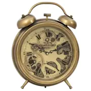 Brass Bronze Gears Table Top Battery Operated Analog Quartz Clock Home Decor