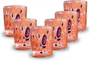 Murano Drops Set of 6 Rainbow Rainfall Glasses Murano Glass Hand Blown Colorful Elegant and Precious Glasses (Orange, 6)