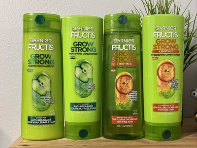 4 Pack Garnier Fructis 12/12.5 fl. oz. Grow Strong 2 Shampoos & 2 Conditioners