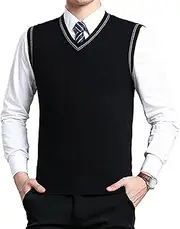 [JEShifangjiusu] Men's Sleeveless Sweater Vest Lightweight V-Neck Cotton Tank Top Slim Fit Soft Comfortable Pullover