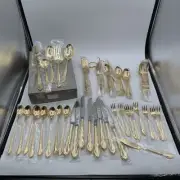Towle Supreme Golden Baroness Flatware 70 Piece Set Gold Plated Service For 8