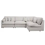 Millie 5-Seater Fabric Modular Sofa - Warm Light Grey