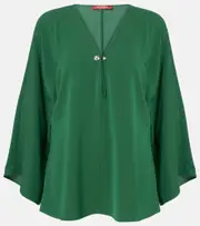 [Max Mara] Max Mara Umile crystal-embellished cady blouse UK 10 green