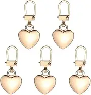 uxcell Metal Zipper Pull Charm 5 Pcs Detachable Heart Shape Zipper Pull Replacement Repair Kits Tabs Lock for Coats Jackets Pants Luggage Suitcase Purse Fasteners, Gold Tone