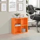 Kings Brand Furniture - 4 Cube Storage Organizer Book Shelf, Toy Storage, Orange