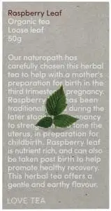 LOVE TEA Organic Raspberry Leaf Tea Loose Leaf 50g