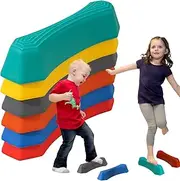 Zasdvn Stepping Stones Balance for Children, Balance Stepping Stones Children - Rainbow Non-Slip Textured Sensory Stepping Stones for Children Pack of 6 | Portable Obstacle Course, Stepping Stones