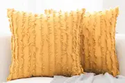 2Pcs 45x45CM Tassels Design Boho Throw Pillow Case Sofa Cushion Cover-Yellow