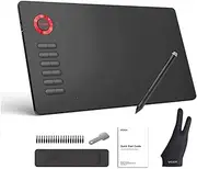 A15 10x6 inch Digital Graphics Drawing Tablet with 8192 Levels Battery-Free Passive Stylus Drawing Pen Tablet 12 Shortcut Keys Support Tilt Function Work for MAC Wins and Android Linux (Red)
