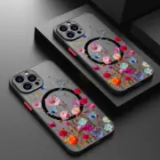 Magnetic Flowers Magsafe Phone Case For iPhone 16 15 14 Pro Max 13 12 11 Cover