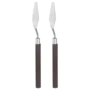 2pcs 15mm No.4 Painting Palette Knives Stainless Steel Spatula Red Wood Handle