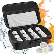 Affrolling 96 Pcs 46mm Coin Holder for Collectors, Fireproof and Waterproof Coin Storage Capsule Case with Lock and 10 Size Gaskets, Collection Supplies for Collector