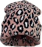 [HUSSATOP] Beanie Hat for Women Men Unisex Cuffed Y2K Leopard Print Winter Knit Skull Cap Warm Knitted Cap