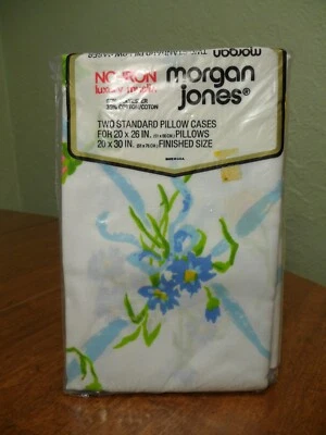 Vintage Morgan Jones 2 Standard Pillow Cases No Iron Muslin FLOWER FLORAL NIP