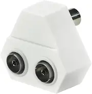 Sansai 2-Way Indoor 75ohm Right Angle TV Antenna Signal Coaxial Splitter White