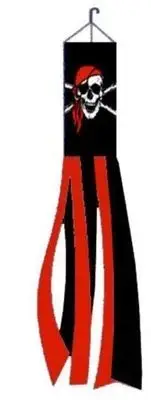 5ft Red Bandana Skull Windsock Long Super Shiny Pirate Windsock